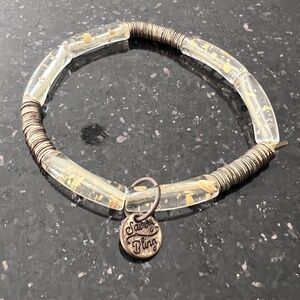 CLEAR AND GOLD SPECKLED TUBE BAMBOO BRACELET